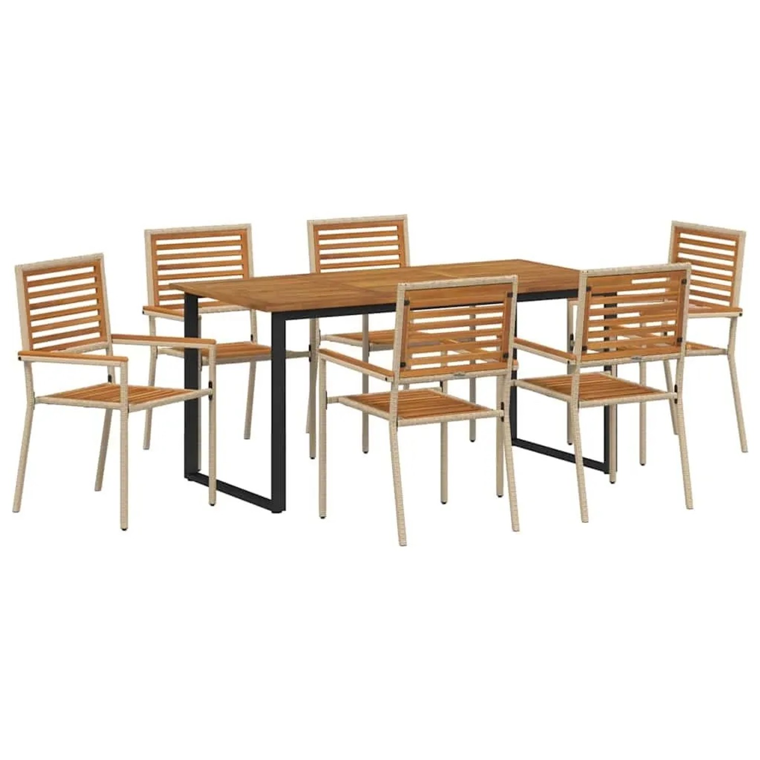 vidaXL Garten Essgruppe 7-Tlg Beige Massivholz Akazie 3365462