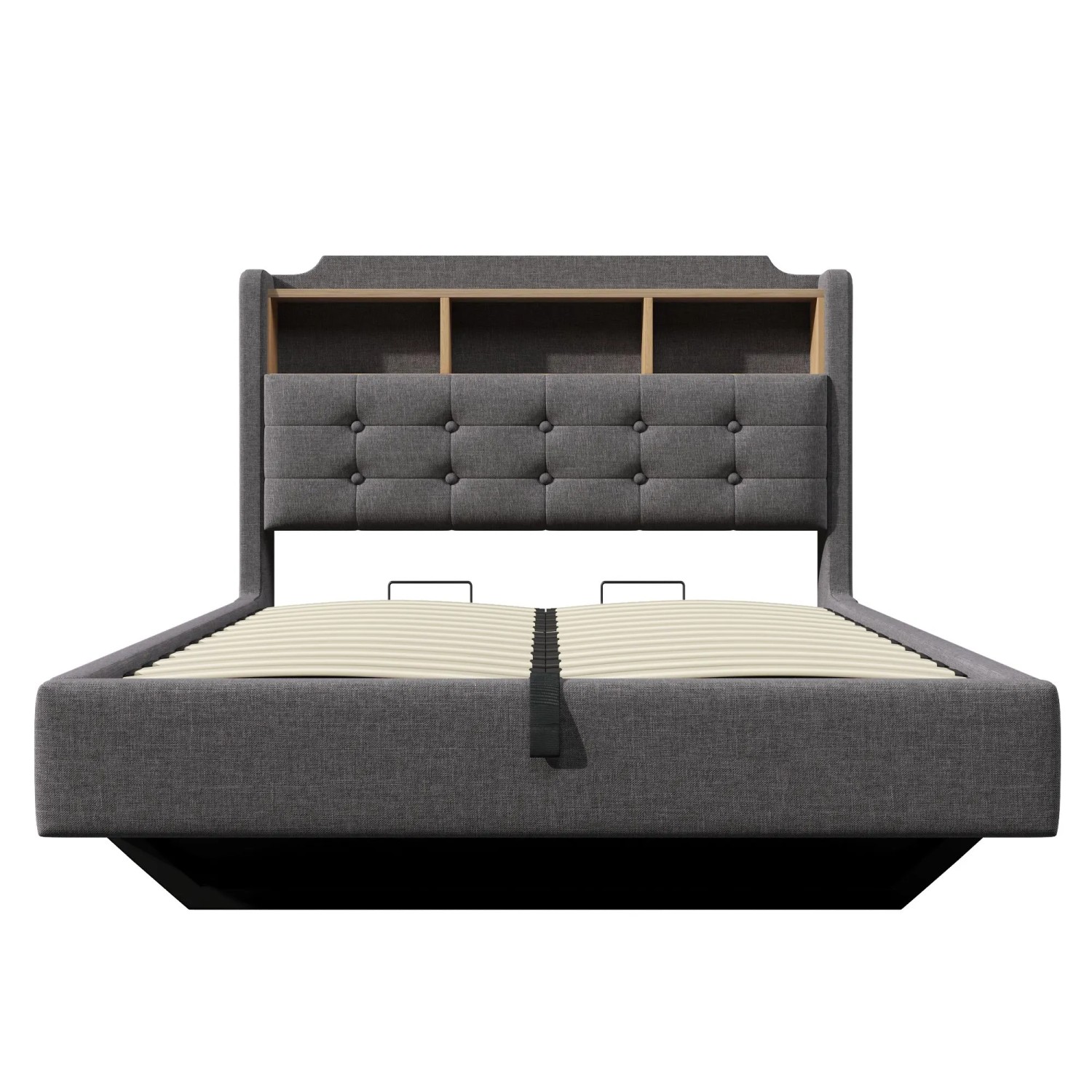 okwish Polsterbett 140x200cm mit Schwebendes Design Schlafzimmer Grau ohne Matratze