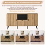 Merax Sideboard 140x35x67 cm in Holzoptik mit schwarzem Mittelteil, 3 Türen, 2 Schubladen. Moderner Wohnzimmerschrank.