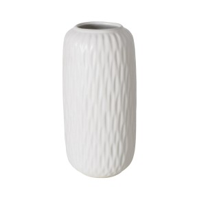Weiße Boltze Home Vase Zalina, Ø 9x20 cm, mit feiner Struktur. Dekorative Blumenvase für Wohnzimmer und Esszimmer.