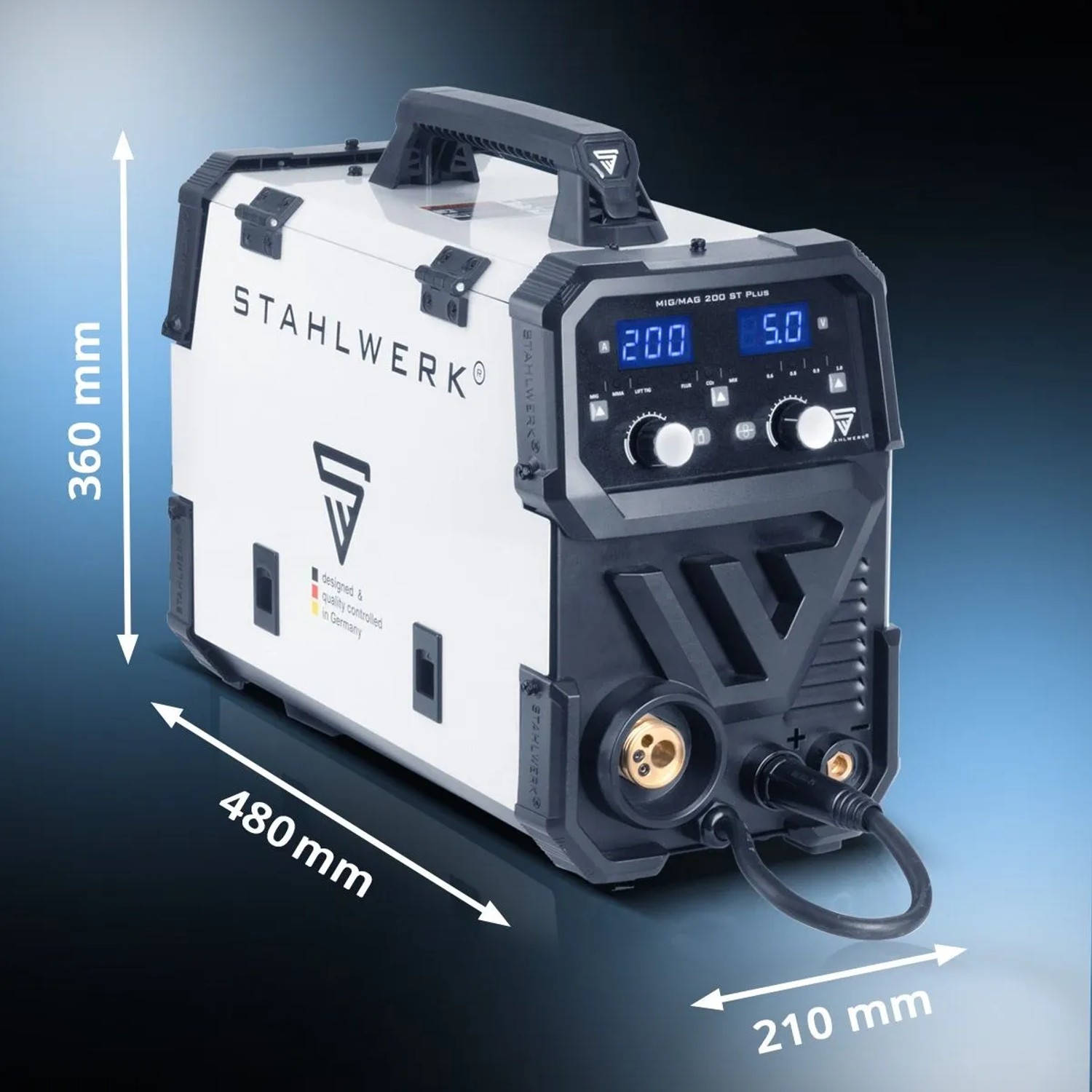 STAHLWERK Schweißgerät MIG MAG 200 ST, Inverter-Schweißgerät mit 200 A Leistung.