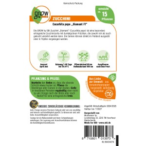 Samentüte GROW by OBI Zucchini Diamant F1, ertragreiche Zucchinisorte.