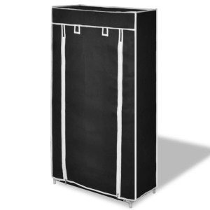 Schwarzer vidaXL Schuhschrank mit 5 Schichten und Reißverschluss-Abdeckung.