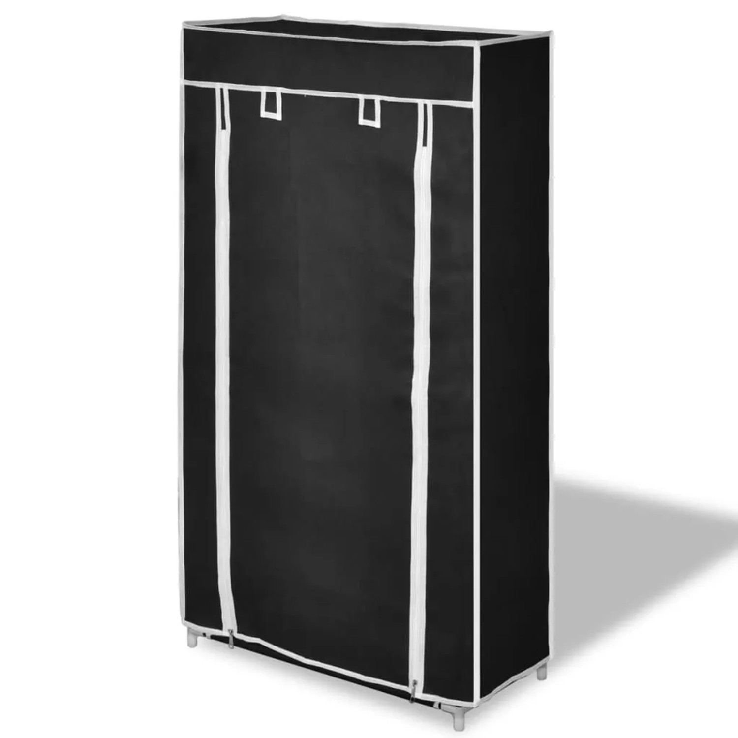 Schwarzer vidaXL Schuhschrank mit 5 Schichten und Reißverschluss-Abdeckung.