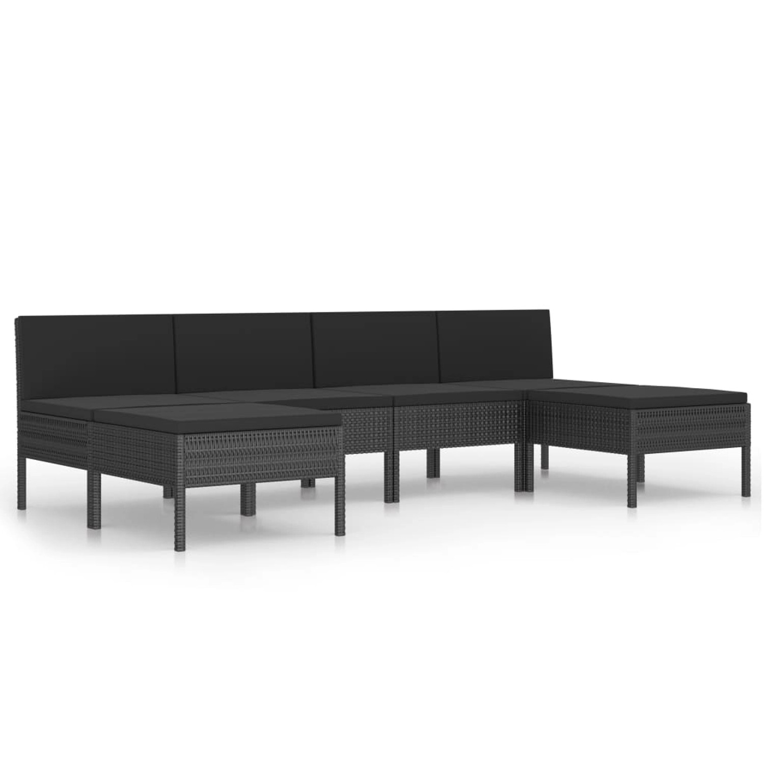 vidaXL 6-tlg Garten-Lounge-Set mit Auflagen Poly Rattan Schwarz Modell 6