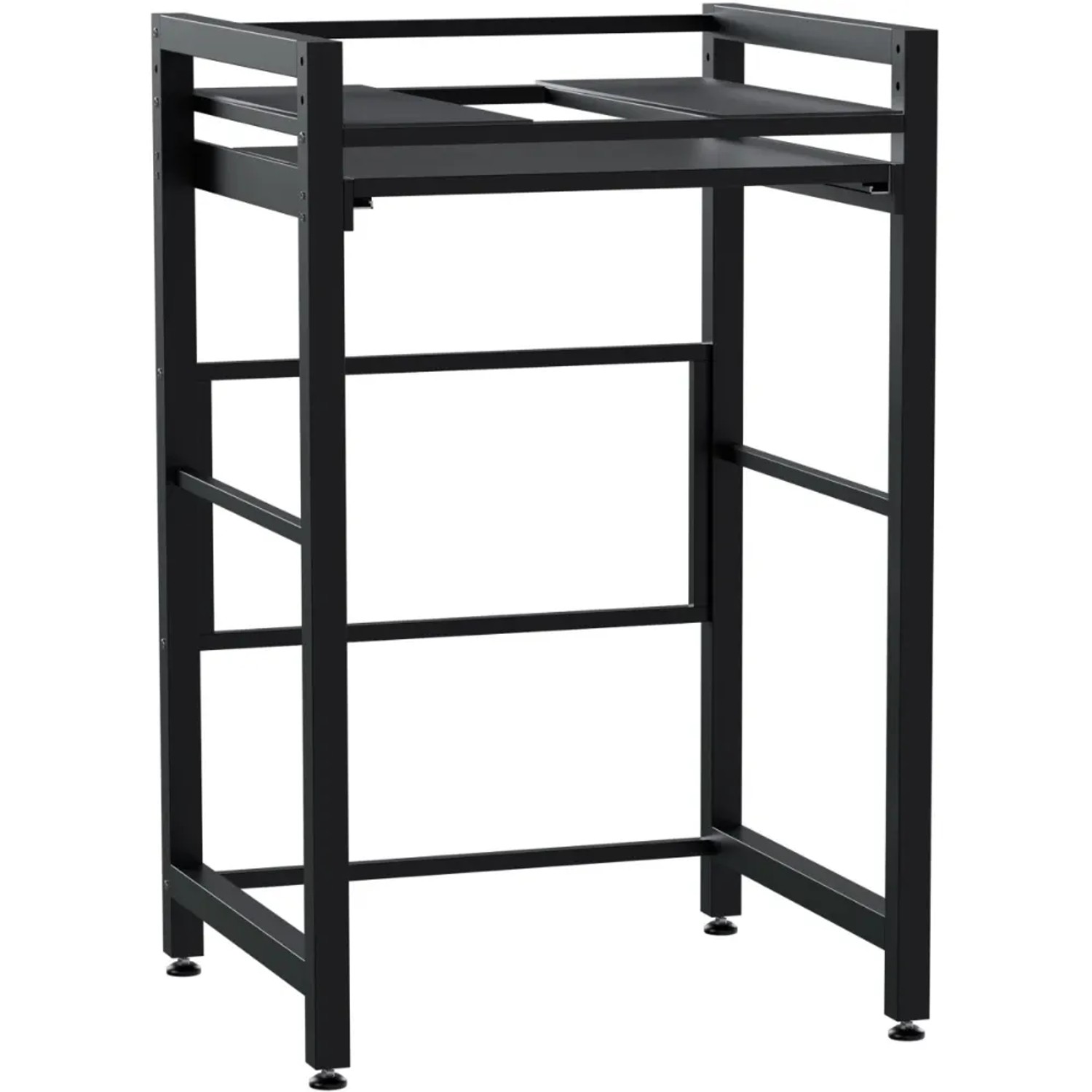 DELUKE Waschmaschinenregal KLAUS mit Ausziehboden 73x64x115cm Metall Schwarz Waschmaschinenuntergestell Waschmaschine Trockner Stapelgestell