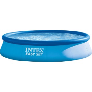 Blauer Intex Easy Set Pool, runder Quick-Up Pool mit Filteranlage.