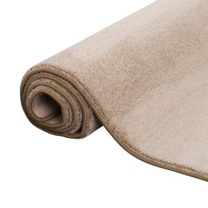Gerollter, naturfarbener Snapstyle Hochflor Teppich Touch, 100x300 cm. Luxuriöser Velours Teppich.