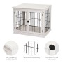 Weißes PawHut Hundehaus/Transportbox mit 2 Türen aus Metall und Holz, 81x58,5x66cm.