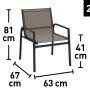 Tapena Gartenmöbel Sessel, 2er Set, Stahl/Textil, schwarz-taupe, Maße eingeblendet