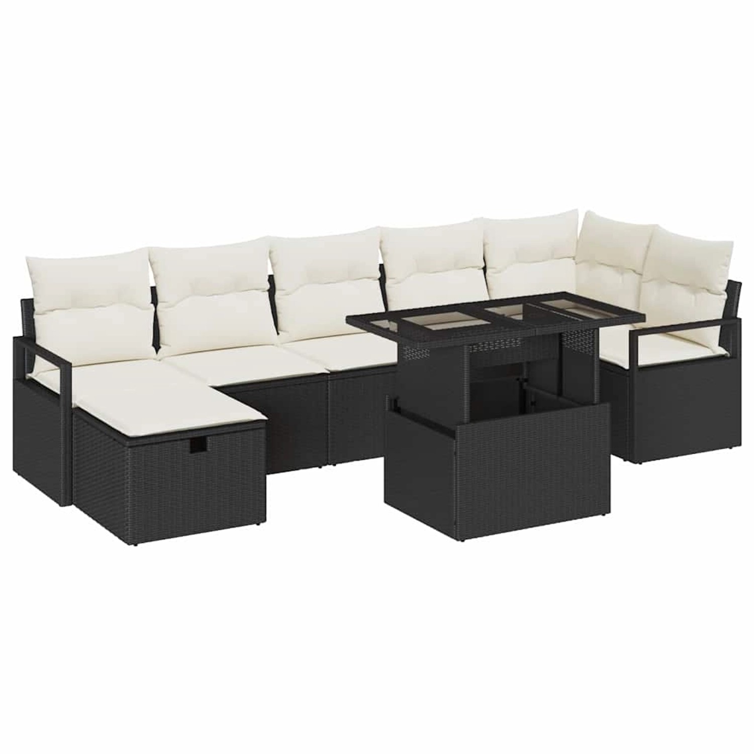 vidaXL 8-Teiliges Garten Sofa Set mit Kissen Schwarz Poly Rattan 3361136 günstig online kaufen