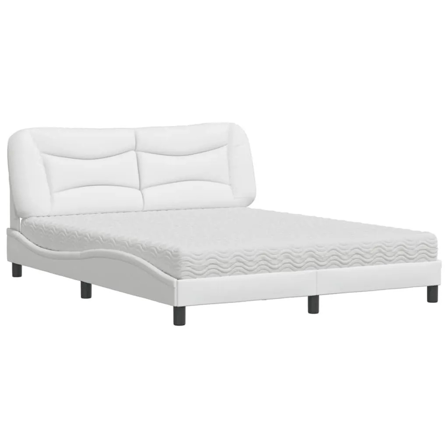vidaXL Bett mit Matratze Hvar Weiß 160x200 cm Kunstleder 3208732