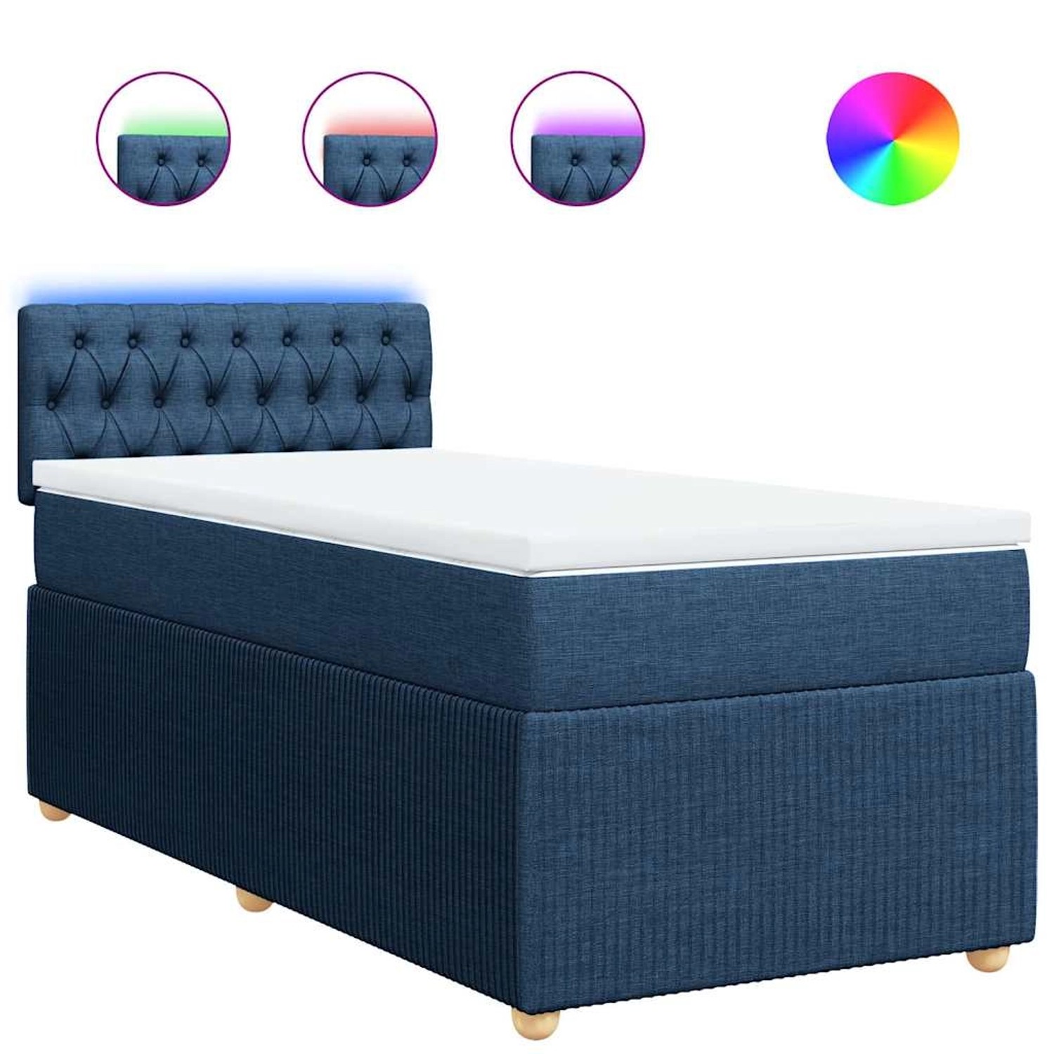 vidaXL Boxspringbett mit Matratze Blau 90x190 cm Stoff 3289624 günstig online kaufen