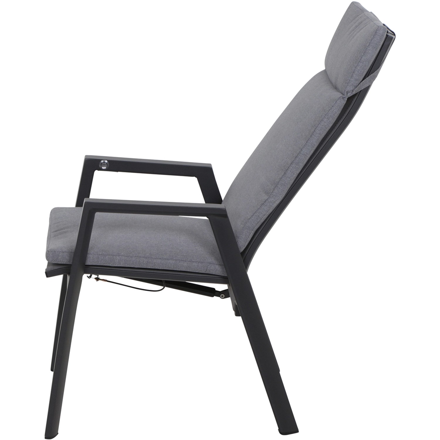 Siena Garden Valencia Dining Move Sessel, anthrazitfarben mit grau-melierten Auflagen, Seitenansicht.