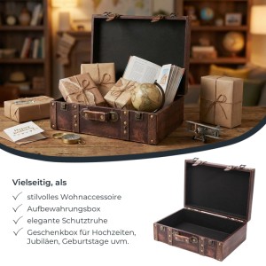 Vintage Koffer Truhe aus Holz (38x26x13cm) als Deko und Aufbewahrungsbox