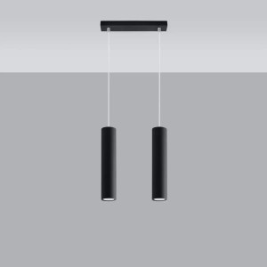 Schwarze Sollux Lighting Hängeleuchte Lagos 2 im Industrie-Look.