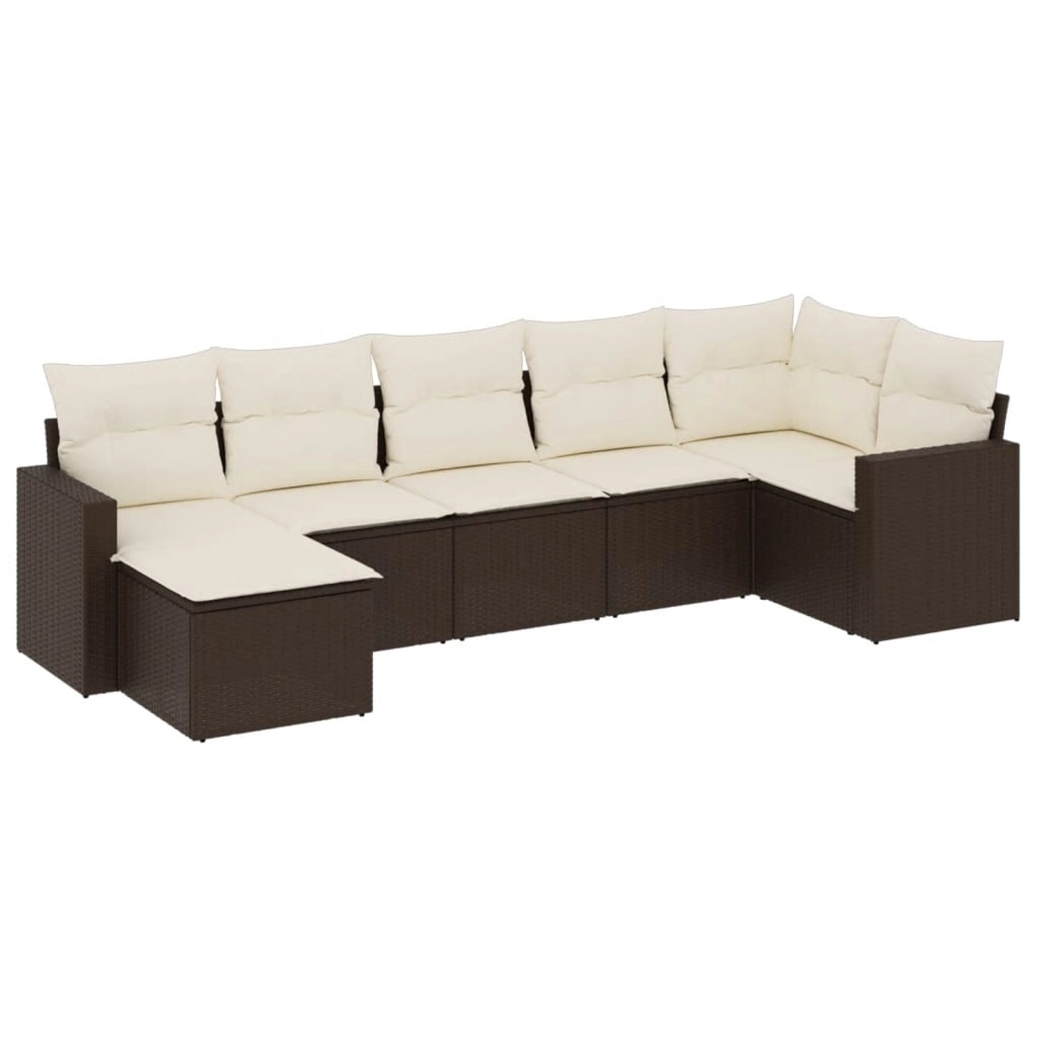 vidaXL 7-Tlg Garten-Sofagarnitur mit Kissen Braun Poly Rattan 3219273 günstig online kaufen