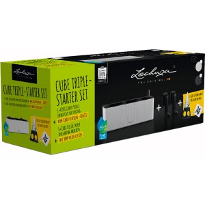 Lechuza Cube Color Triple Starterset, weiß, mit Pflanzgefäß, Kräuterschere und Zubehör.