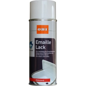 OBI Emaille Lack Spray, Weiß glänzend, 400ml Dose für Emailleflächen.