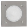 Eckige Eglo LED-Bodeneinbauleuchte Lamedo aus Edelstahl mit satiniertem Glas.
