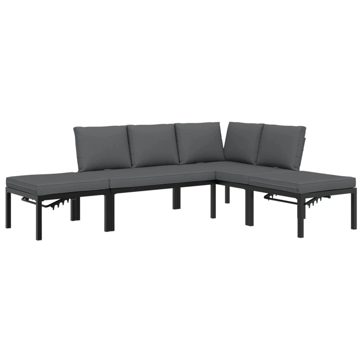 vidaXL 4-tlg Garten-Sofagarnitur mit Kissen Schwarz Aluminium Modell 5 günstig online kaufen