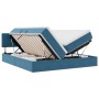 Dunkelblaues vidaXL Bett mit LED und Stauraum, Samt, 200x200 cm.