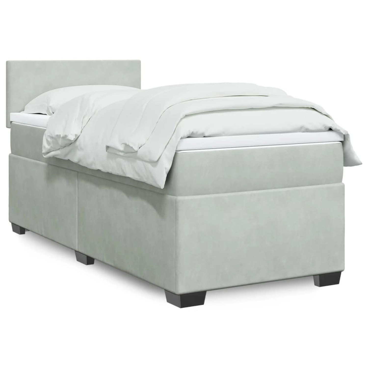 vidaXL Boxspringbett mit Matratze Hellgrau 90x190 cm Samt 3288480 günstig online kaufen