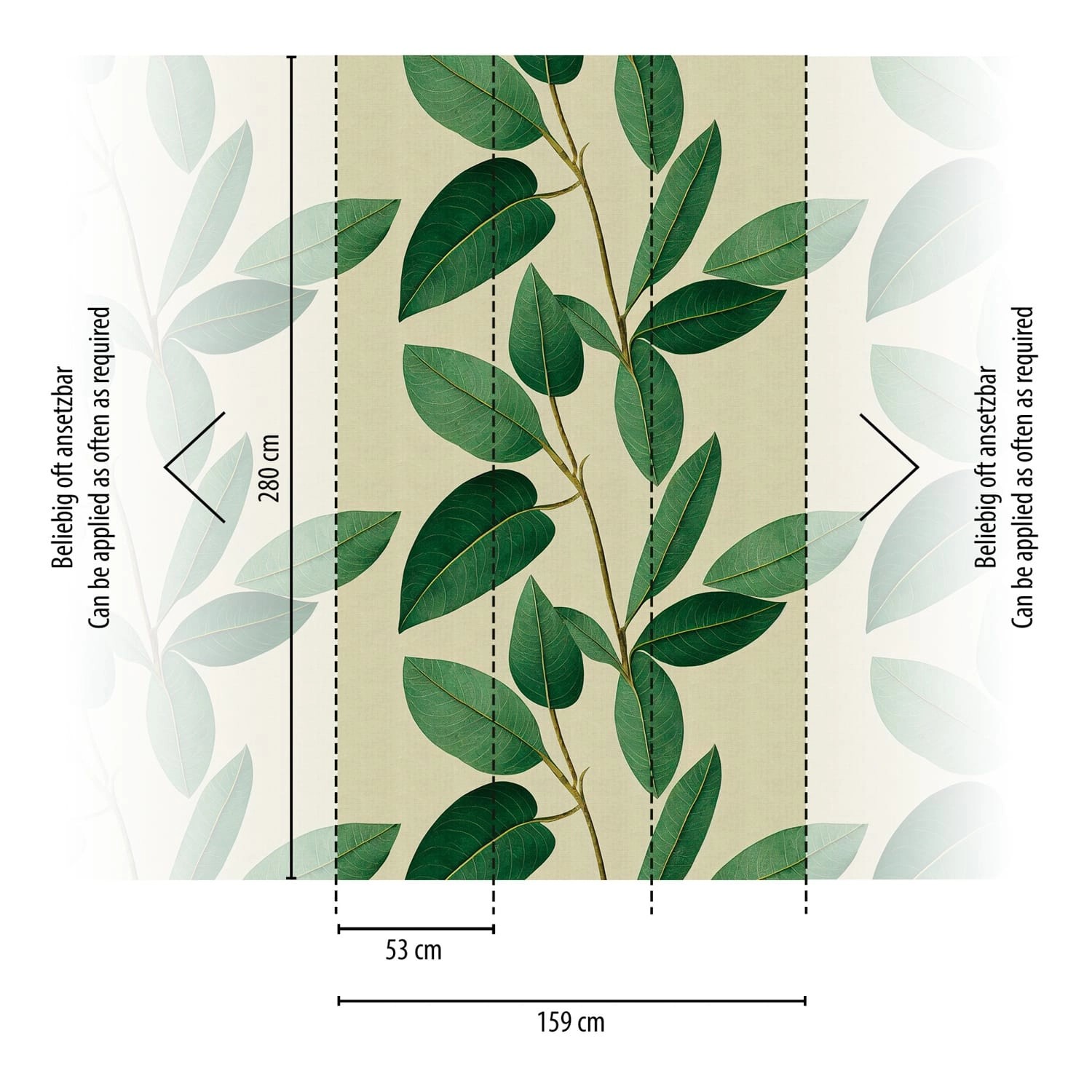PROFHOME Fototapete mit floralem Muster in Grün und Braun, matte Oberfläche.