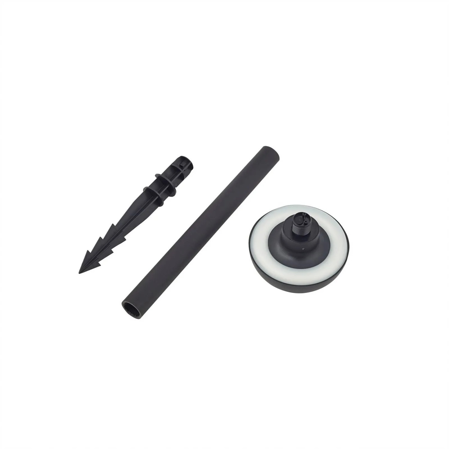 Lindby Brinca LED Solarleuchte, schwarz, mit Erdspieß, Stange und Leuchtenkopf. Solar-Deko für Garten und Terrasse.