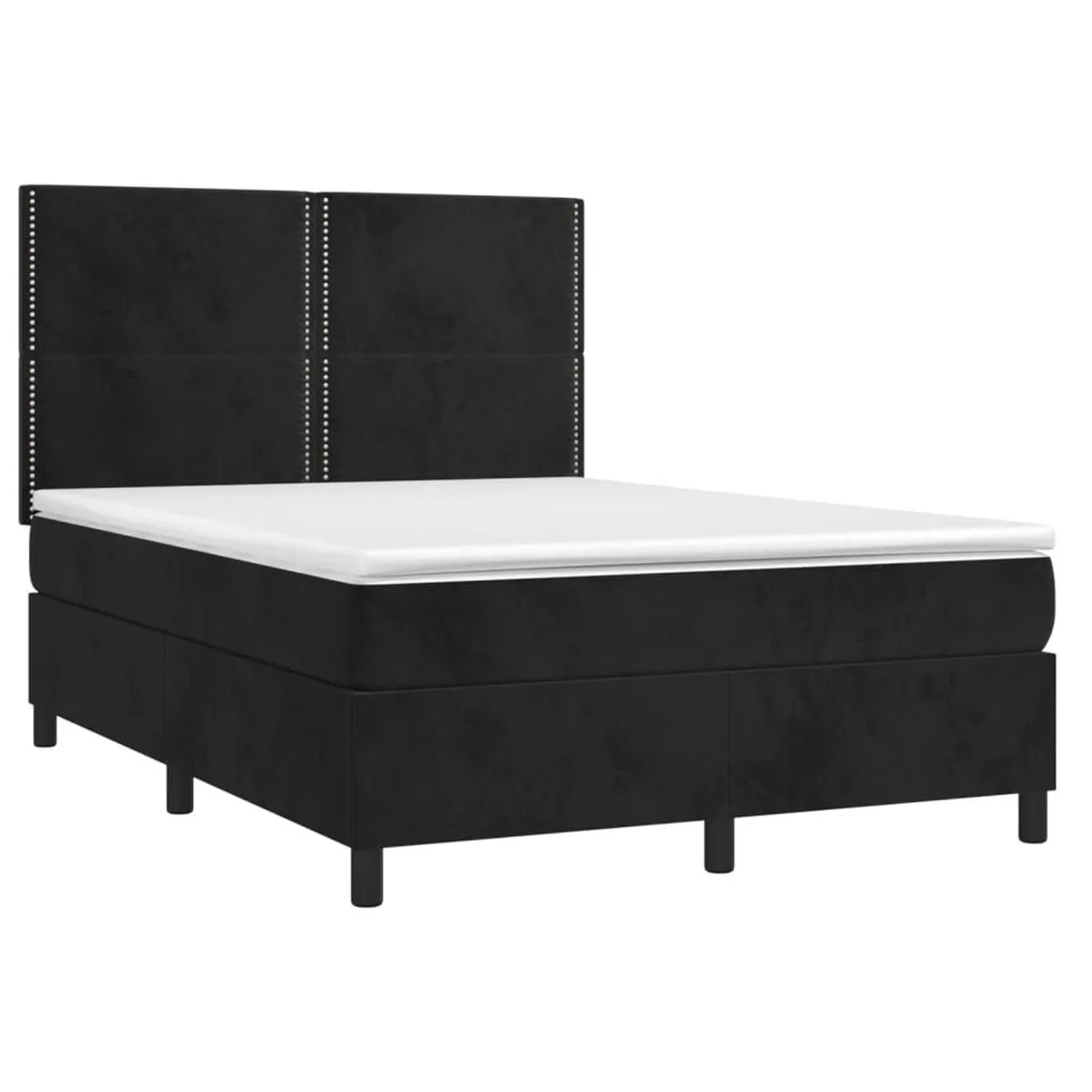 vidaXL Boxspringbett mit Matratze & LED Schwarz 140x200 cm Samt 3136067 günstig online kaufen