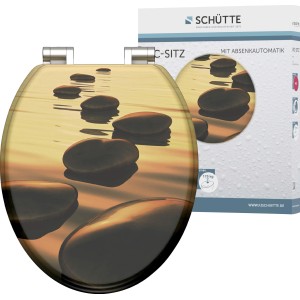 Schütte WC-Sitz Sea Stone mit Absenkautomatik, Holzkern, Stein-Motiv.