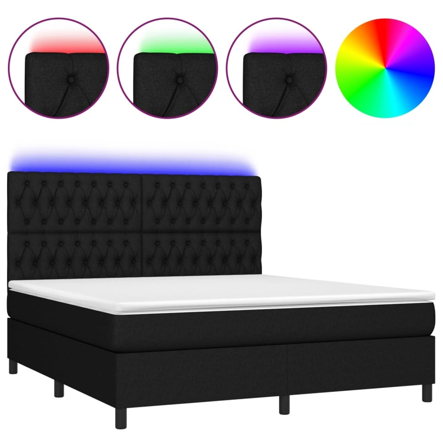 vidaXL Boxspringbett mit Matratze & LED Schwarz 160x200 cm Stoff 3135127 günstig online kaufen