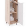 Vicco Badmöbel-Set Fynn: Hochschrank in Sonoma/Weiß mit offener Tür und Ablageflächen.