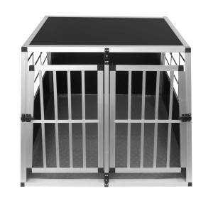 Monstershop Auto Hundetransportbox Doppelbox aus Aluminium mit Gummimatte.