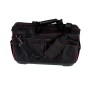 Mephisto Werkzeugtasche Echo mit Schultergurt, aus robustem Polyester, schwarz mit roten Akzenten.