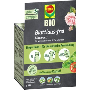 Compo Blattlaus-frei Nativert, 9ml Portionsflasche zur Bekämpfung von Blattläusen an Zierpflanzen, Obst und Gemüse.