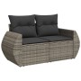 Graue vidaXL Garten-Sofagarnitur aus Polyrattan mit Kissen für Terrasse und Garten.