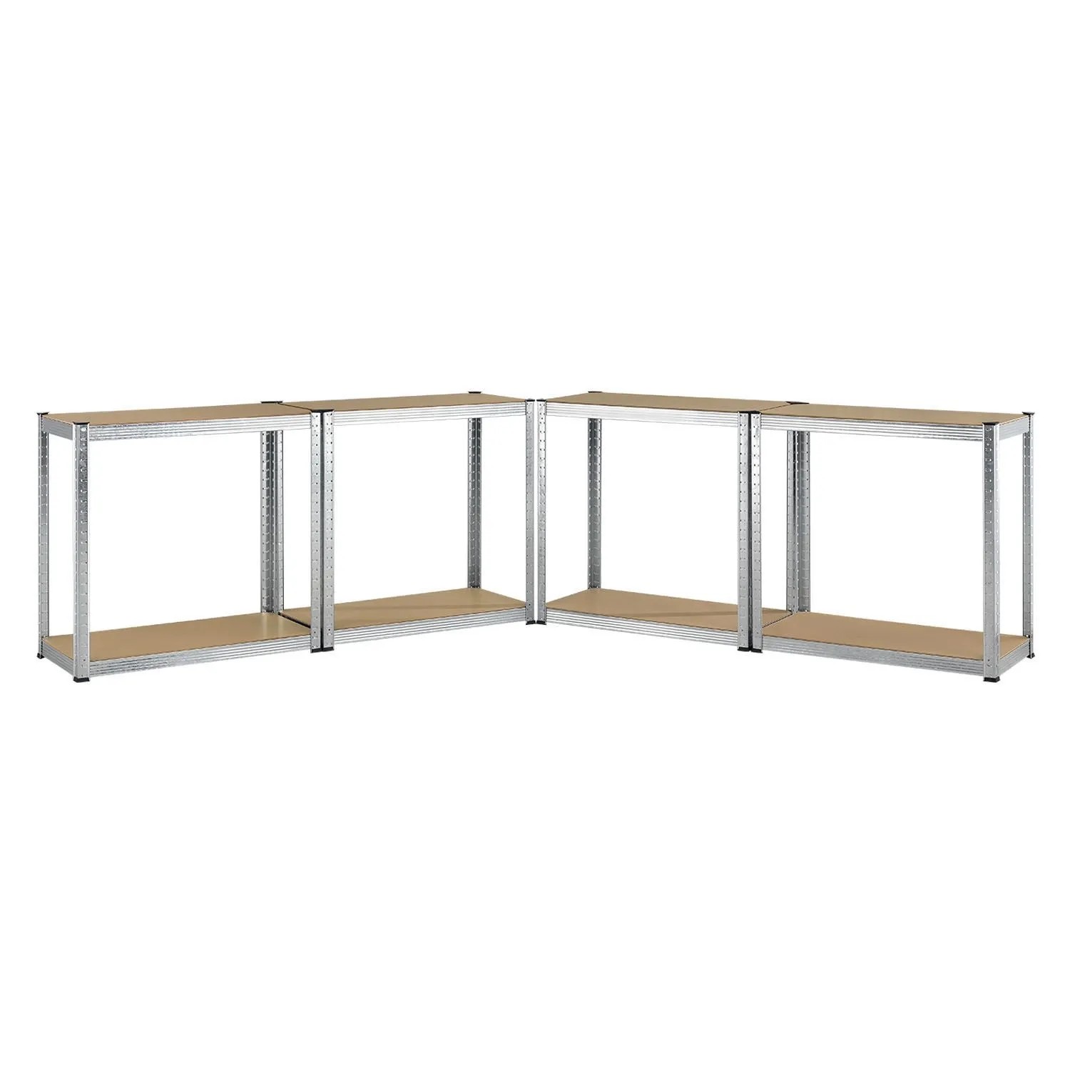 Juskys 2er Set Lagerregale Easy, verzinkt, mit MDF-Holzböden, ideal für Keller, Garage oder Werkstatt.