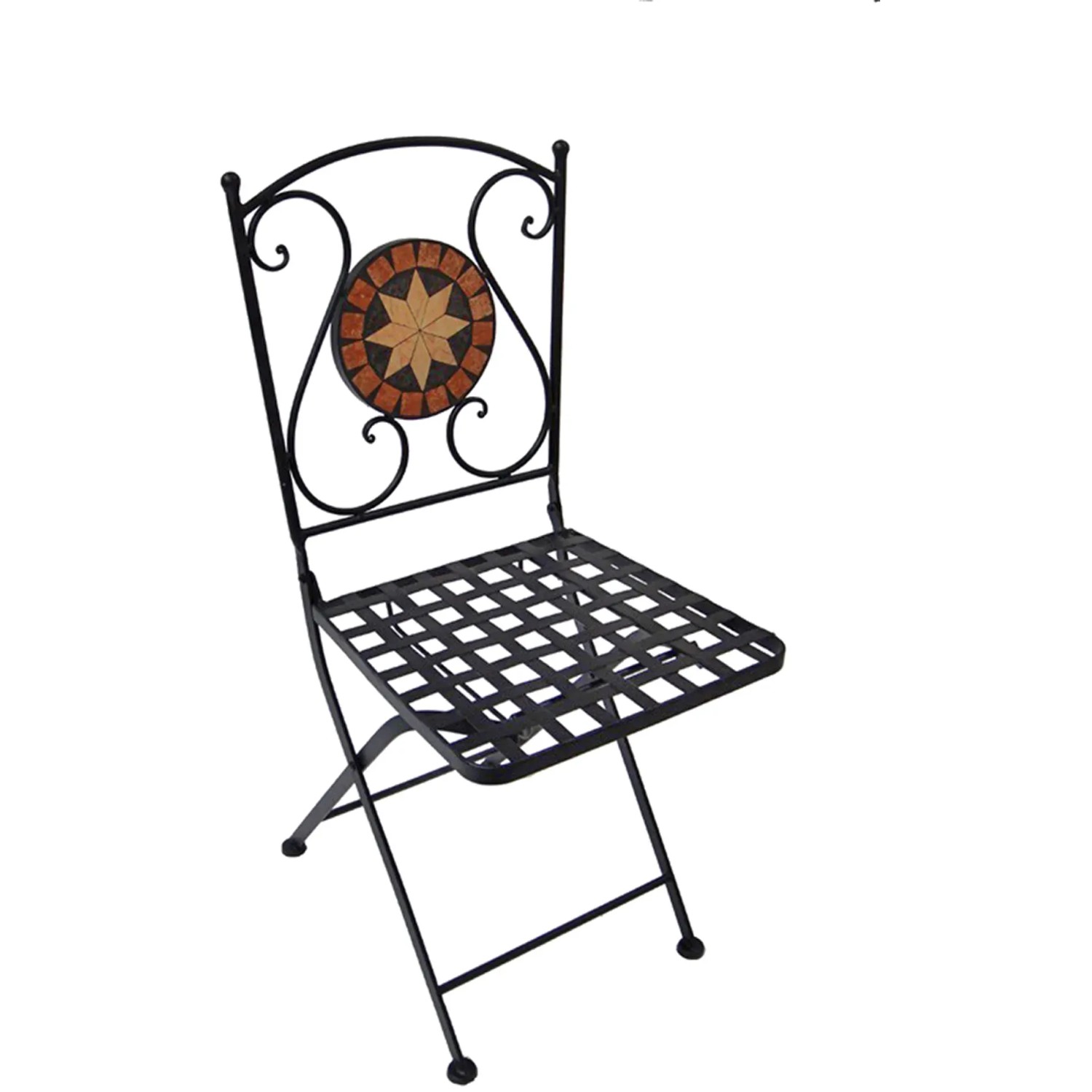 Klappbarer Bistro-Stuhl aus Stahl mit Mosaik, Teil des Garden Pleasure Pular 3-tlg Sets.