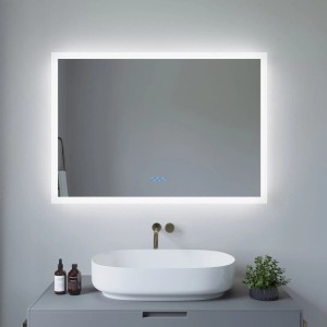Aquabatos LED Badspiegel 100x70 cm mit Touch-Schalter und Anti-Beschlag Funktion.