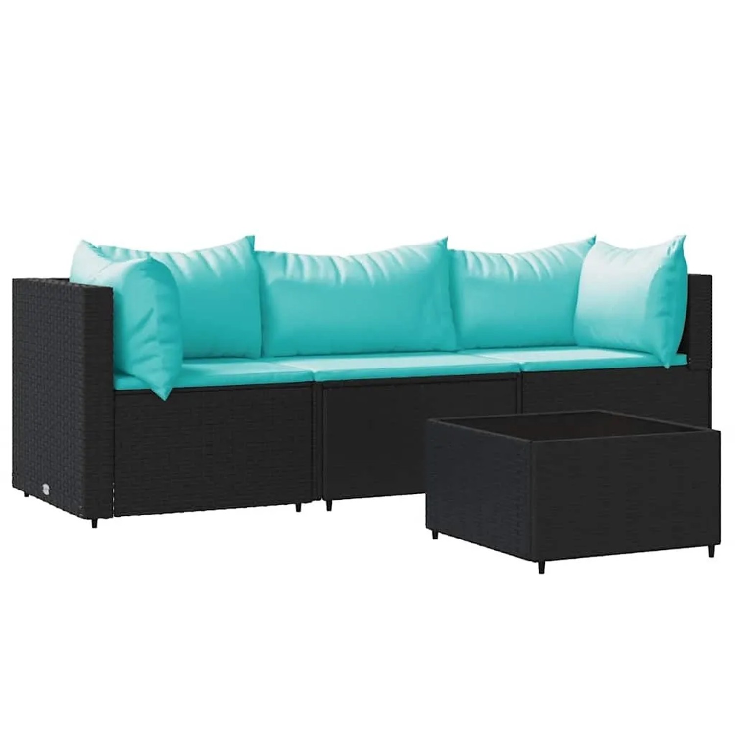 vidaXL 4-Tlg Garten-Lounge-Set mit Kissen Schwarz Poly Rattan 319799