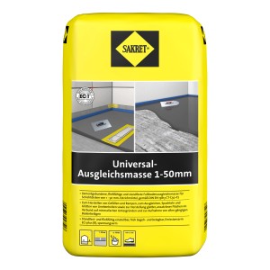 Sakret Universal-Ausgleichsmasse 1-50mm, 25kg Sack. Zementäre Ausgleichsmasse für Böden im Innen- und Außenbereich.