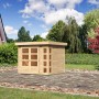 Unbehandeltes Karibu Holz-Gartenhaus Sölve mit Flachdach, 238x213 cm. Naturholzoptik.