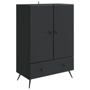 Schwarzes vidaXL Sideboard aus Holzwerkstoff mit Schublade und zwei Türen.