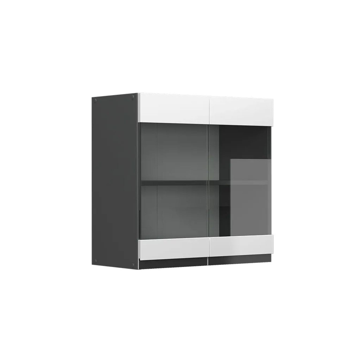 Vicco Küchenglasschrank R-Line Glashängeschrank Weiß Anthrazit 60 cm J-Shape