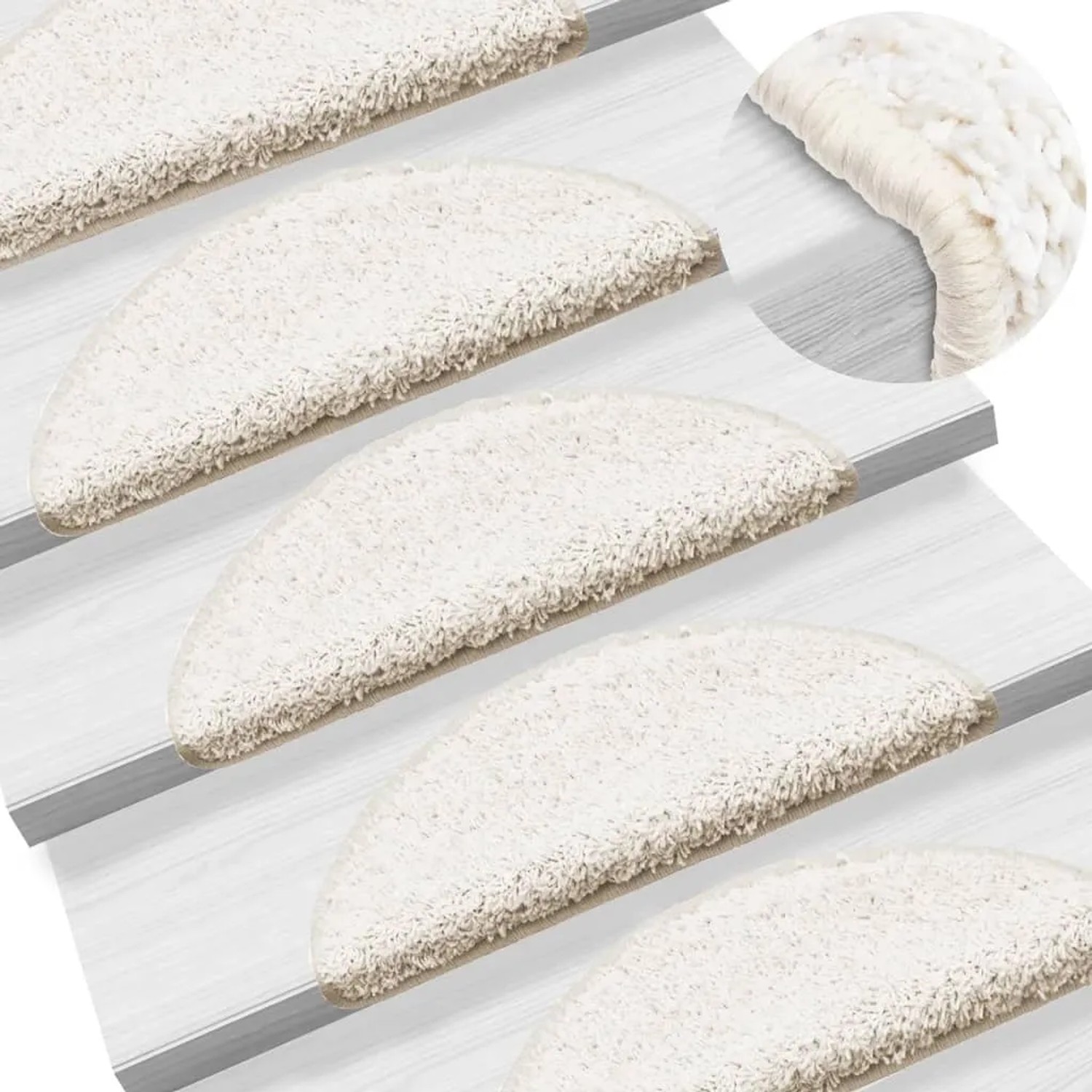 vidaXL Stufenmatten 15 Stk 56x17x3 cm Weiß Halbrund 133898_2
