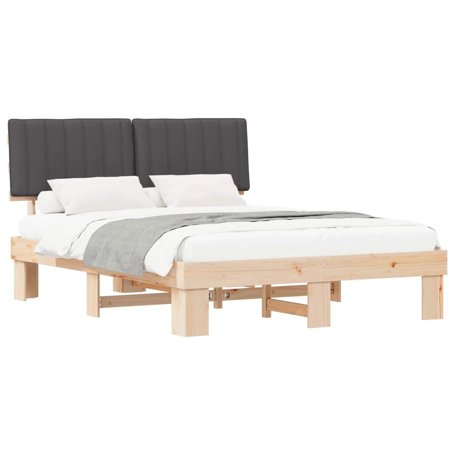 vidaXL Bettgestell mit Gepolstertem Kopfteil Dunkelgrau 150 x 200 cm 877480 günstig online kaufen