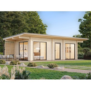 Palmako Ferienhaus Cecilia, 760x314 cm, naturbelassen. Weekendhaus mit Schlaf- und Badezimmer.