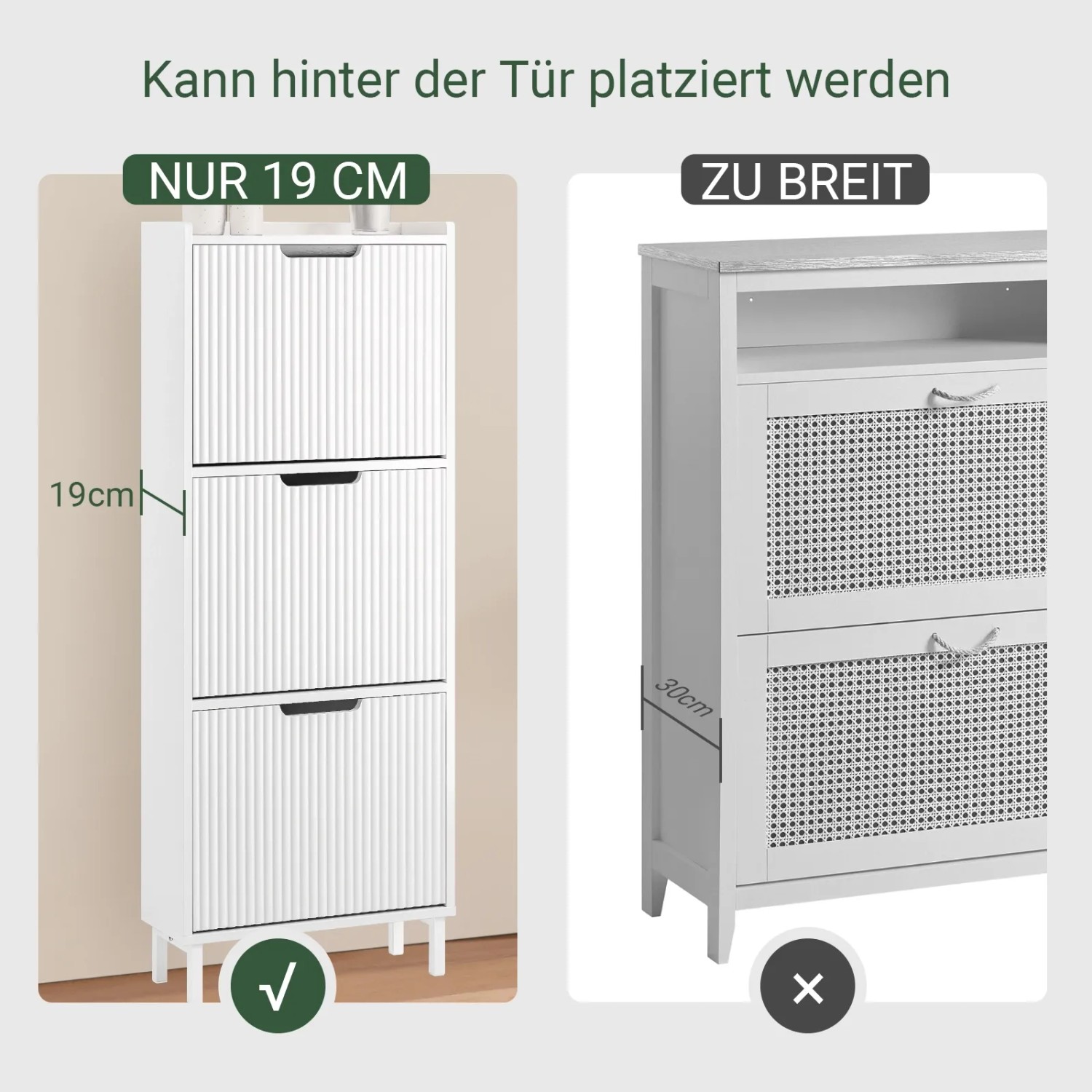 SoBuy Schuhkipper mit 3 Klappen Schuhschrank Schmal für Diele Flur FSR177-H-W_5