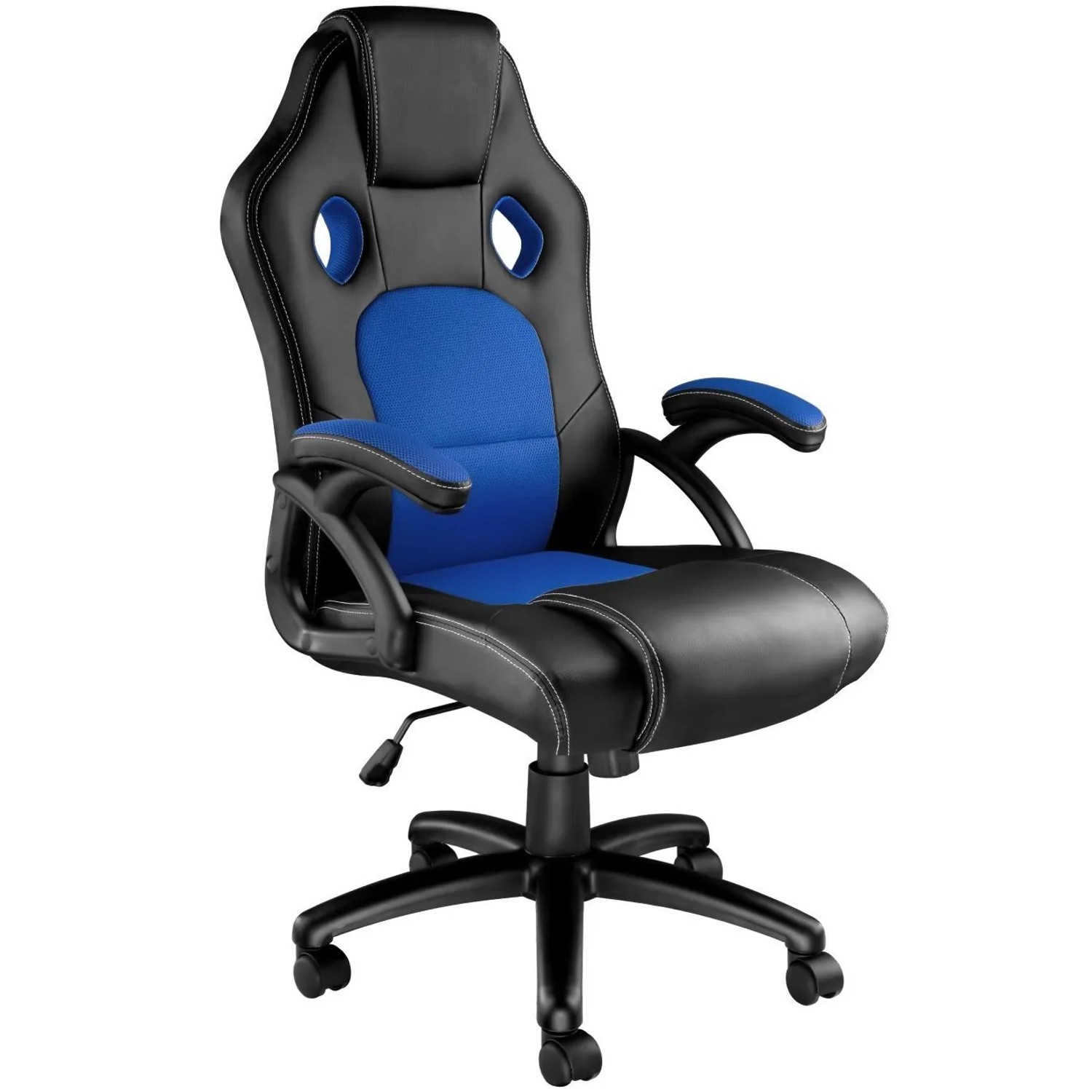 Tectake Bürostuhl Tyson Ergonomische Form Dicke Polsterung  66 x 65 x 121 50 cm Schwarz Blau